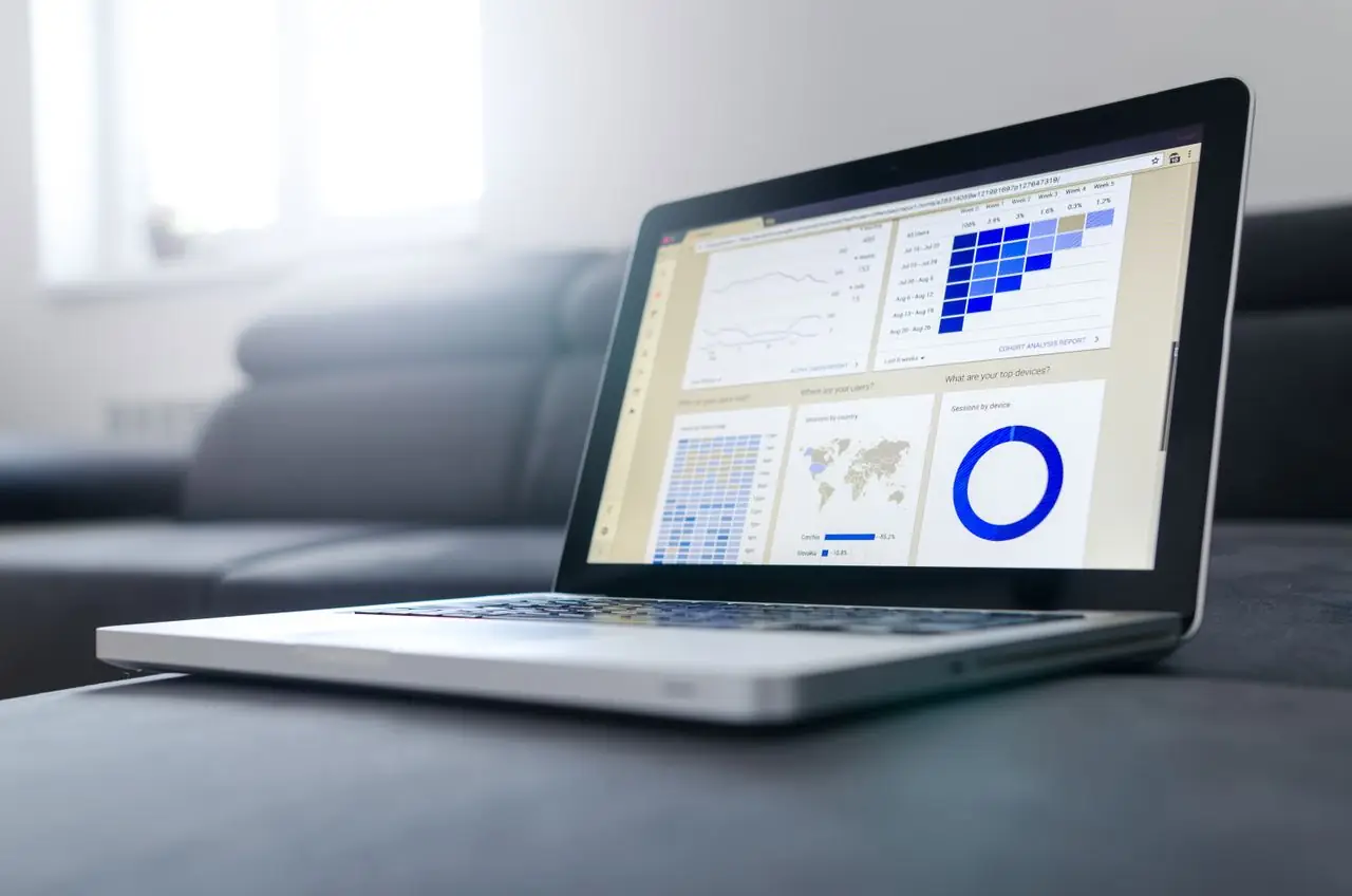 SAP analytics dashboard on a laptop